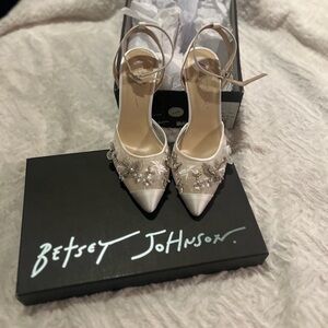 Betsey Johnson Cream Embellished Heels